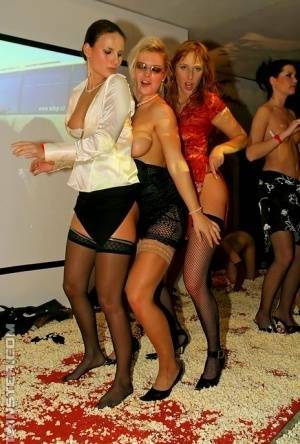 Cock hungry babes in stockings going wild at the drunk sex party on chickinfo.com