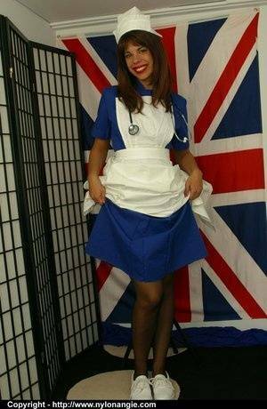 Nylon Angie Sweet nurse in stockings on chickinfo.com
