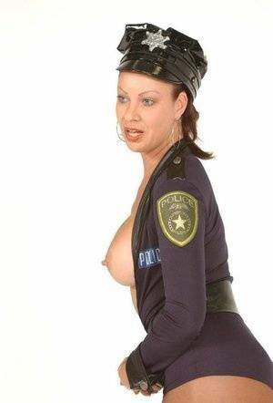 Playful MILF Vanessa Videl wears her slutty police uniform and shows off her on chickinfo.com