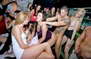 Party going chicks gets wild and crazy with male strippers inside a club on chickinfo.com
