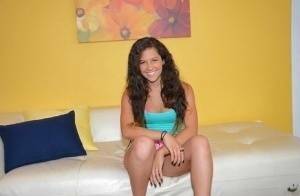 Amateur Latina babe Annika looks really gorgeous in white thongs on chickinfo.com