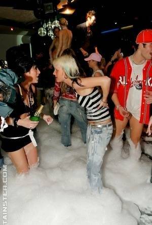 Adorable babes and horny guys are into hardcore foam sex party on chickinfo.com