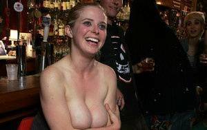 White girl has her asshole penetrated while being gangbanged in a bar on chickinfo.com