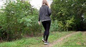 White girl is captured on hidden camera taking a piss in someone's garden on chickinfo.com