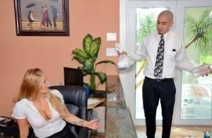 Clothed office worker unveiling big tits while fucking co-worker on chickinfo.com