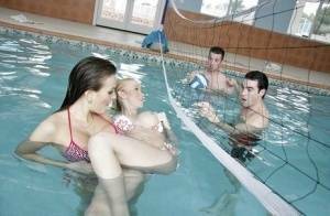 Full-bosomed water polo players enjoy a groupsex with their opponents on chickinfo.com