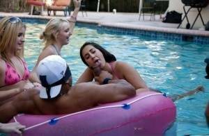 Fantastic outdoor party at the pool with a bunch of how wet chicks on chickinfo.com