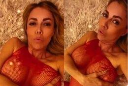 Emanuela Botto Sexy Fishnet Red Lingerie Tease Video on chickinfo.com