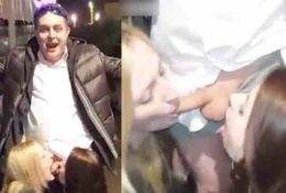 Drunk Fool Somehow Gets Two Sluts To Suck On His Dick In Public! on chickinfo.com