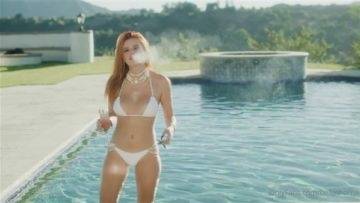 Bella Thorne Nude Pool White Bikini Teasing Video Leaked on chickinfo.com