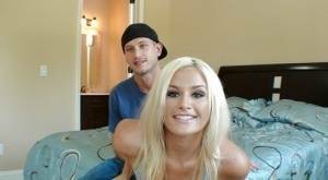 Amateur blonde with tiny boobies Kaycee Brooks is sucking a cock on chickinfo.com