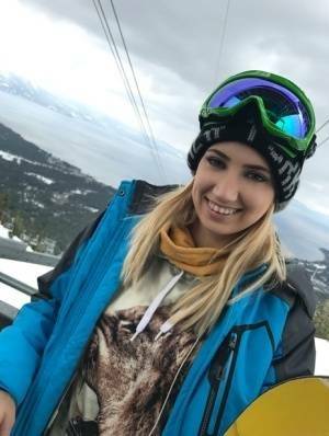 Clothed teens Kristen Scott & Sierra Nicole don ski masks while snowboarding on chickinfo.com