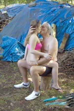 Young slut is spanked by her daddy before they fuck in the woods on chickinfo.com