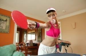 Young blonde Nicole Ray fucks a really old guy after losing ping pong game on chickinfo.com
