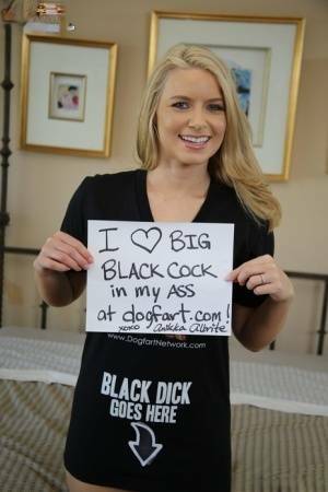 Hot blonde girl Anikka Albrite takes a massive black cock up her ass on chickinfo.com