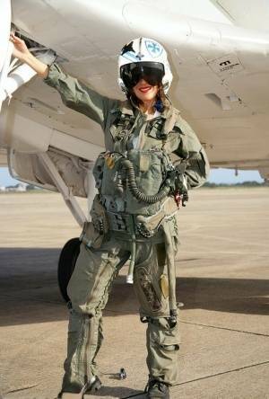 Sizzling mature babe Roni strips from military air force uniform on chickinfo.com