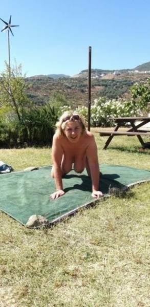 Mature amateur sports a creampie after sex atop a picnic table on chickinfo.com