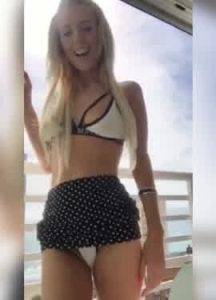 Hot blonde on vacation teasing in bikini on chickinfo.com