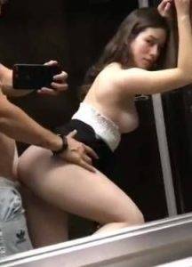 Hot teen fucks boyfriend in the elevator on chickinfo.com