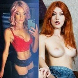 Delphine KATHERINE MCNAMARA LINGERIE LESBIANISM AND REDHEADED TOPLESS PHOTO on chickinfo.com