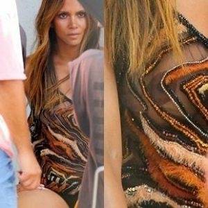 Delphine HALLE BERRY SHOWS OFF HER OLD TIT IN A SEE THROUGH TOP on chickinfo.com