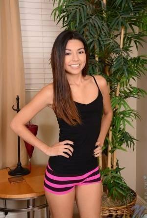 Sweet Latina teen Serena Torres pleases her bald snatch with a vibrator on chickinfo.com