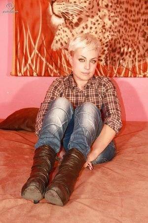 Awesome short haired blonde girl Marlene is a foot fetish babe on chickinfo.com