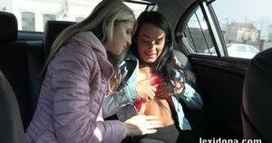 Lexi Dona and her lesbian lover have sex in the backseat of a car on chickinfo.com
