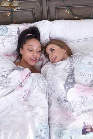 Interracial lesbians lick assholes and pussies on a bed in sport socks on chickinfo.com