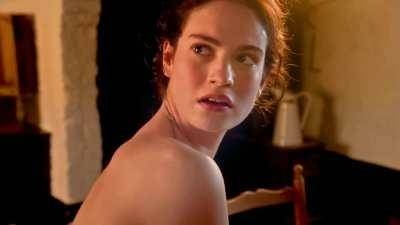 The concern face Lily James has when you cum deep inside of her. That glimpse of her nipple though. on chickinfo.com