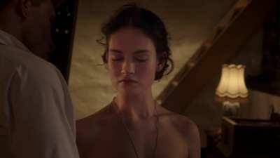 Imagine you get stuck in a mountain hut with Lily James due to a snowstorm and she makes clear she does not intend to spend the time reading books. How will she get fucked through the days you are stuck there? on chickinfo.com