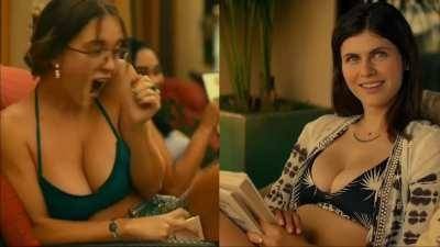 Which cleavage gets your load?-Sydney Sweeney or Alexandra Daddario in same episode of 'The White Lotus' on chickinfo.com
