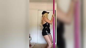 Breelouisexoxo strip tease and dance on pole in security outfit onlyfans leaked video on chickinfo.com