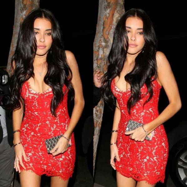 Madison Beer Sexy Red Paparazzi Dress Set Leaked - Usa - Madison on chickinfo.com