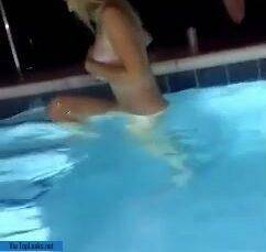 Unhinged teen jumps into pool topless on chickinfo.com