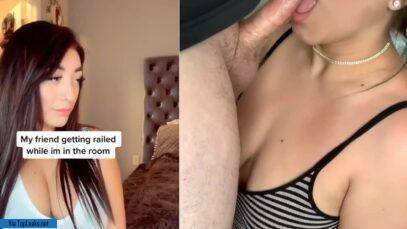 Sexy babe is waiting for her boyfriend to fuck her, while he gave TikTok dick sucking to his girlfriend on chickinfo.com