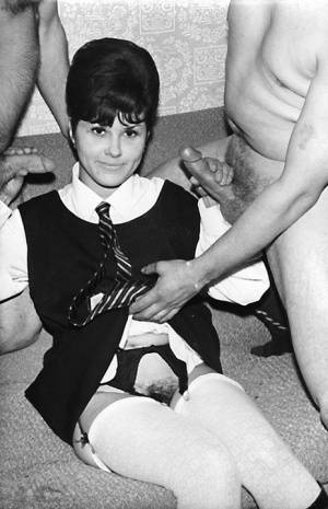 Small titted vintage schoolgirl removes her uniform for a big cock threesome on chickinfo.com